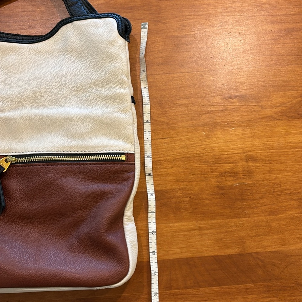 FOSSIL BUCKET HOBO TOTE Leather Tri-Color EUC & Strap Crossbody 2-Way Bag Boho - Picture 7 of 17